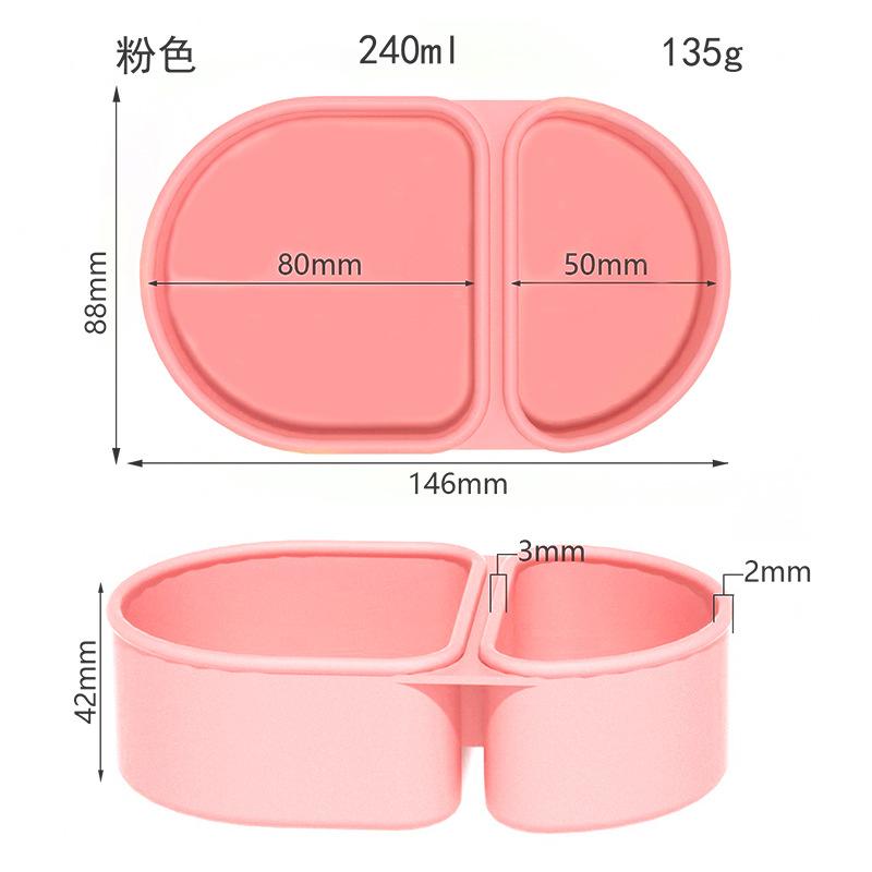 3-Pack Reusable Silicone Snack Containers - Leakproof Dual Compartment Lunch Box for Salad, Dressing & Meal Prep, Microwave Safe