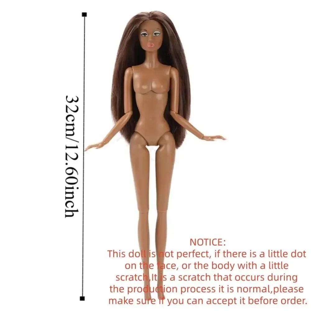 Menina Europeia Supermodelo Pele Escura Cabelo Cacheado Nude 16 Modelos Vestir Figura de Ação 32cm Corpo DIY