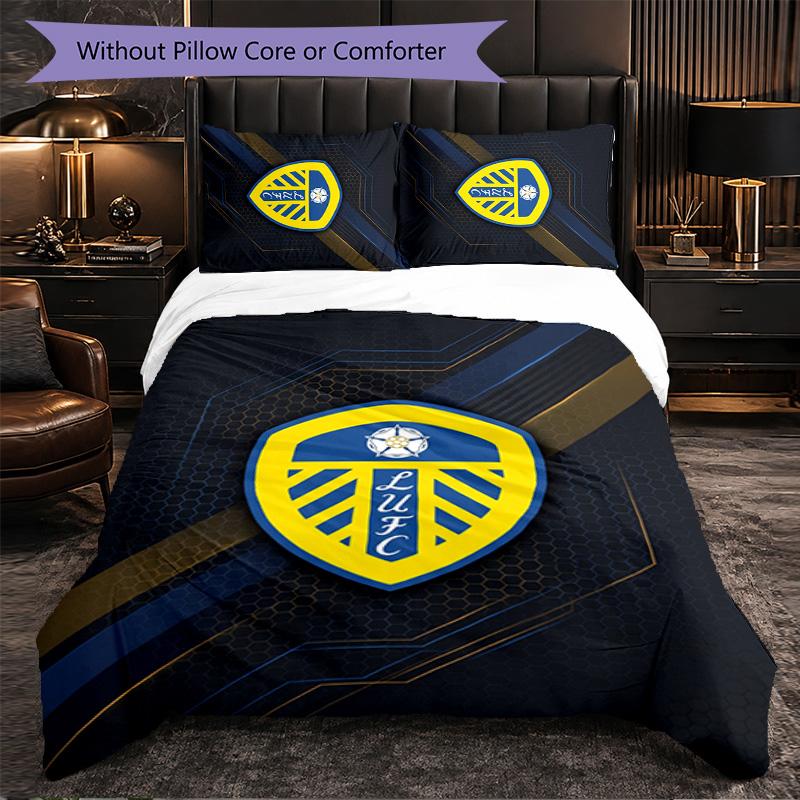 Biancheria da letto a tema Leeds United Set 3 Pezzi Copripiumino Biancheria da letto Decorativa Per Camera Adolescenti Decorazione Casa