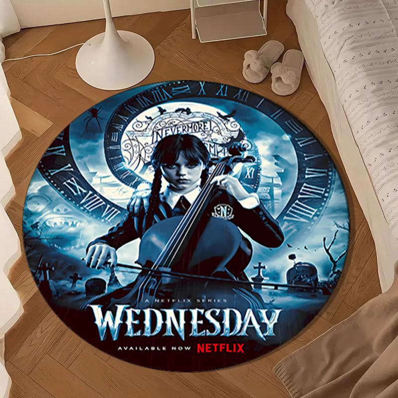 Wednes-day Gothic Family Reunion Round Rug for Livingroom,Bedroom, Palyroom, Chair Rug, Area Rug, Circle Carpet, Large Size Fan Christmas Gift