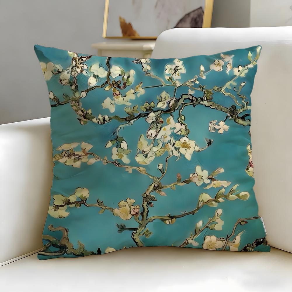 כיסוי כרית קלאסי של האמן וינסנט ואן גוך – רך וקל לכביסה – רב-שימושי לספה, למיטה, לנסיעות ולמשרד