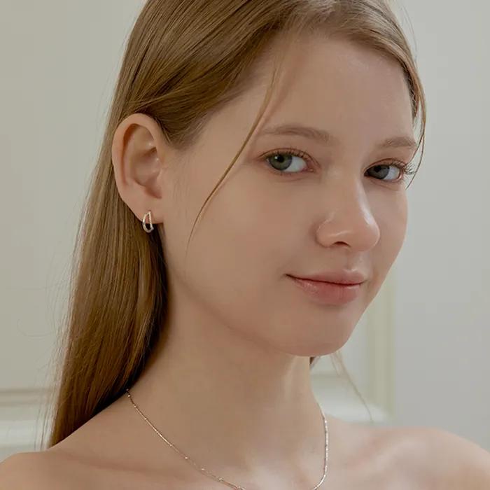 [Silver925] Dot To Line Hoop Earring