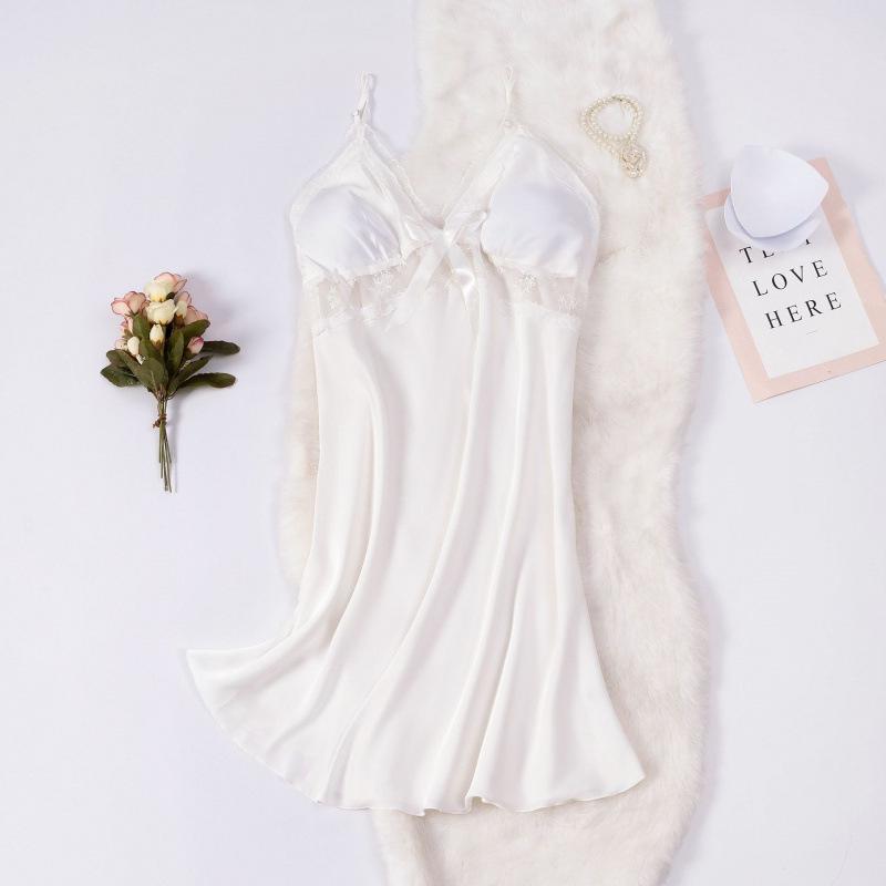 2025 Elegantes einfarbiges Satin-Nachthemd: Pure Desire Style für Frauen - Hochwertige, bequeme Sommer-Nachtwäsche