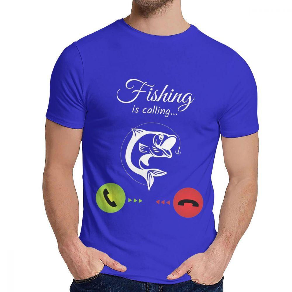 Cotton Fishing Is Calling T Shirt Unisex Design High Quality Fashion O Neck Homme Tee