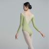 Womens Ballet Leotard Long Sleeve V-Neck Dance Practice Wear Adult Training Performance Gymnastics