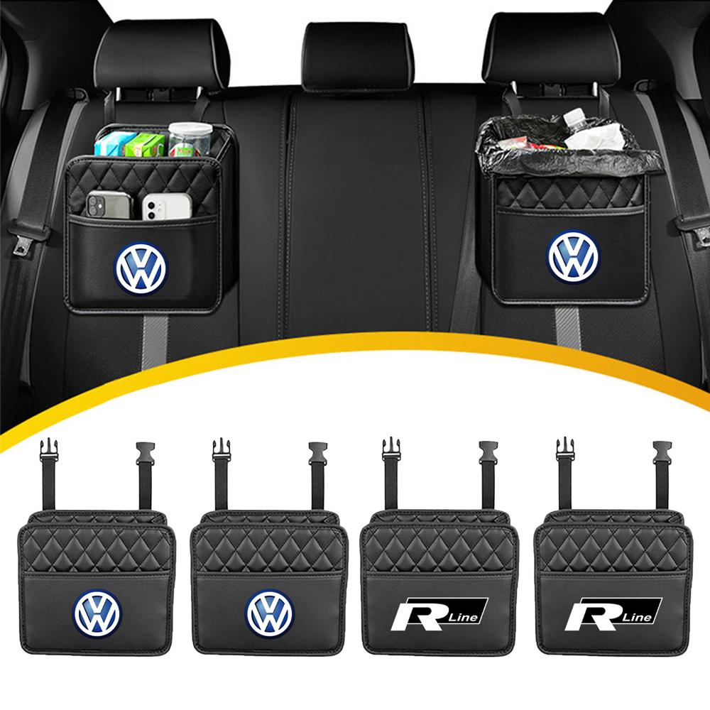 PU Leather Car Seat Back Hanging Storage Bag Accessories for Volkswagen VW RLine 4 Motion MTM Tiguan GTI Touareg CC Golf Passat