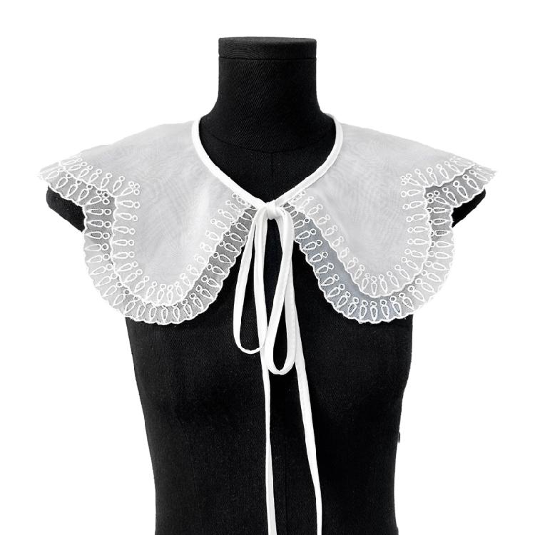 Popular Detachable Collar Embroidered Lace Trim False Collar For Female Teens Girl Daily Outfit Styling Accessory