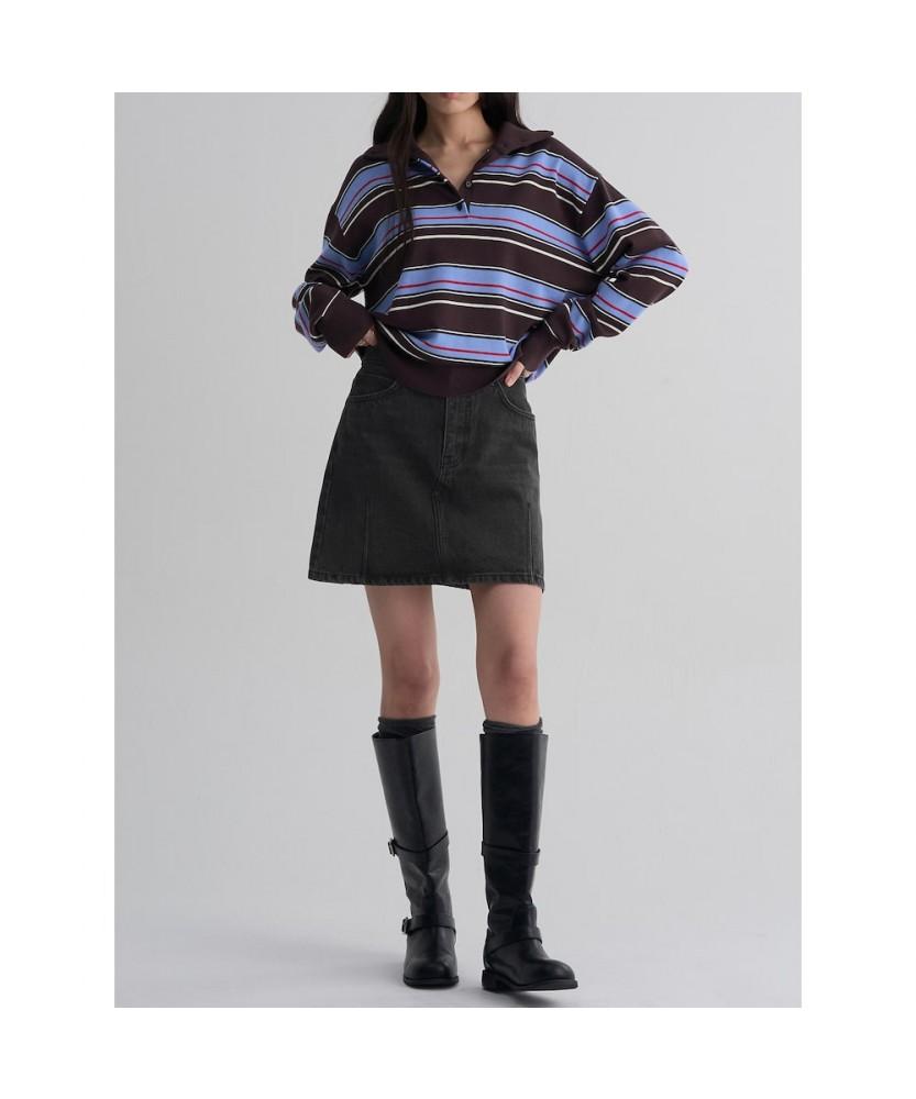8SECONDS High-Neck Striped Pullover Brown