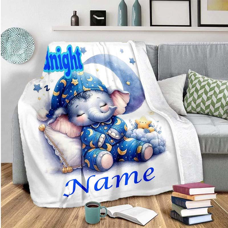 Good Night Elephant Customize Your Name Blanket Warm Comfortable And Soft Blankets Are Suitable For Home Lunch Break Blanket Office Sofa Sofa Gift To