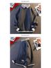 2024 Men's Autumn/Winter Loose Knit Sweater with Shirt Collar, Plus Velvet Two-Piece Look