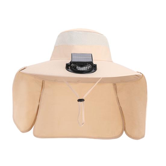Fan Hat Wide-Brimmed Shawl Fishing Hat with Dual-Power Fan Design