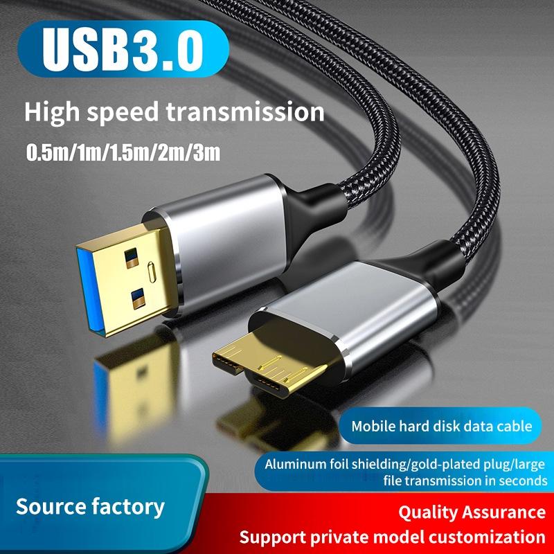 Cablu conector USB 3.0 tip A la Micro B, 5 Gbps, 3 A, cablu de sincronizare rapidă a datelor, adaptor USB C la Micro B, cablu pentru hard disk extern