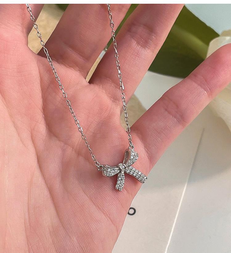 Sterling Sølv S925 Luksuriøst Sløyfe Halskjede - Minimalistisk Kragebenskjede Choker