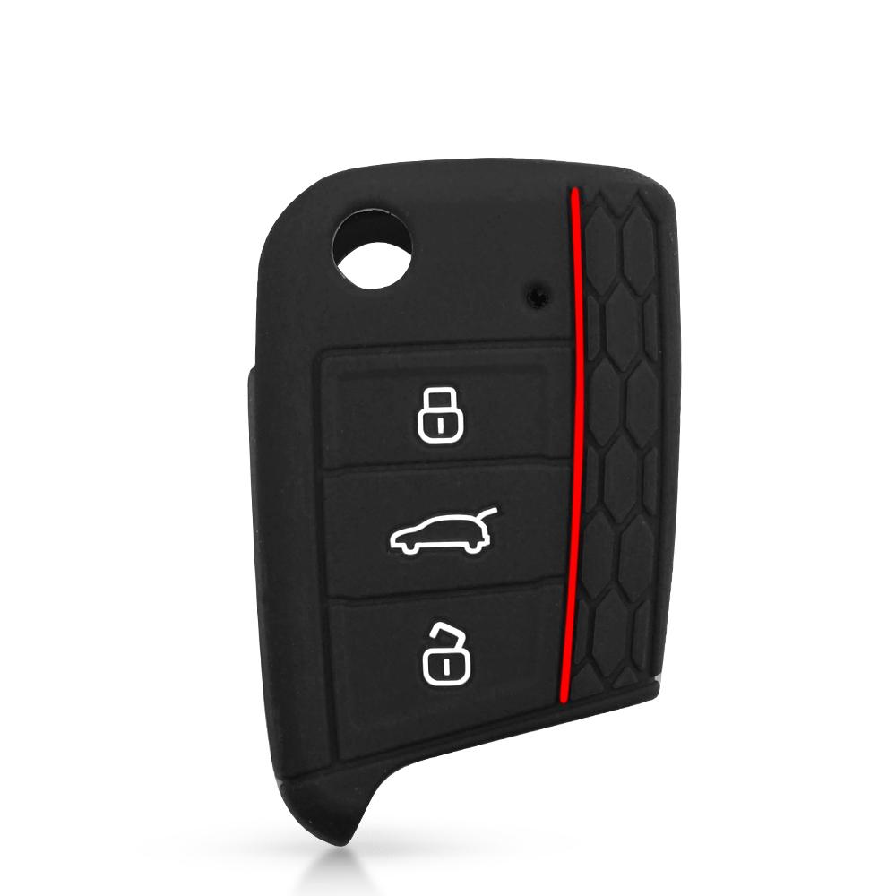 

KEEYOU Car-styling Silicone Car Key Cover Case For Volkswagen VW Golf 7 mk7 Skoda Octavia A7 for SEAT Leon Ibiza Fob 3 Buttons чёрный