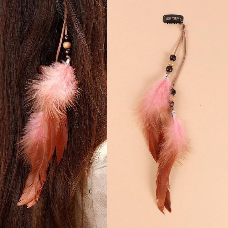 Vintage Bohemian Feather Tassel Hair Clip Beach Vacation Ethnic BB Clip Women Hair Accessories