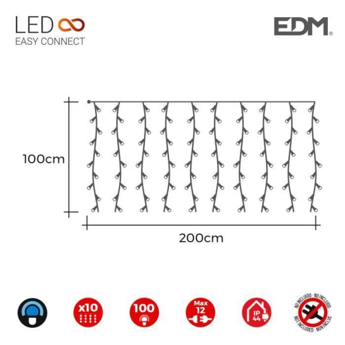 Guirlande Easy-connect 2x1mts 10 Bandes De 100 Led Bleue 30v (usage Int. Ext.) Edm Total 1,8w