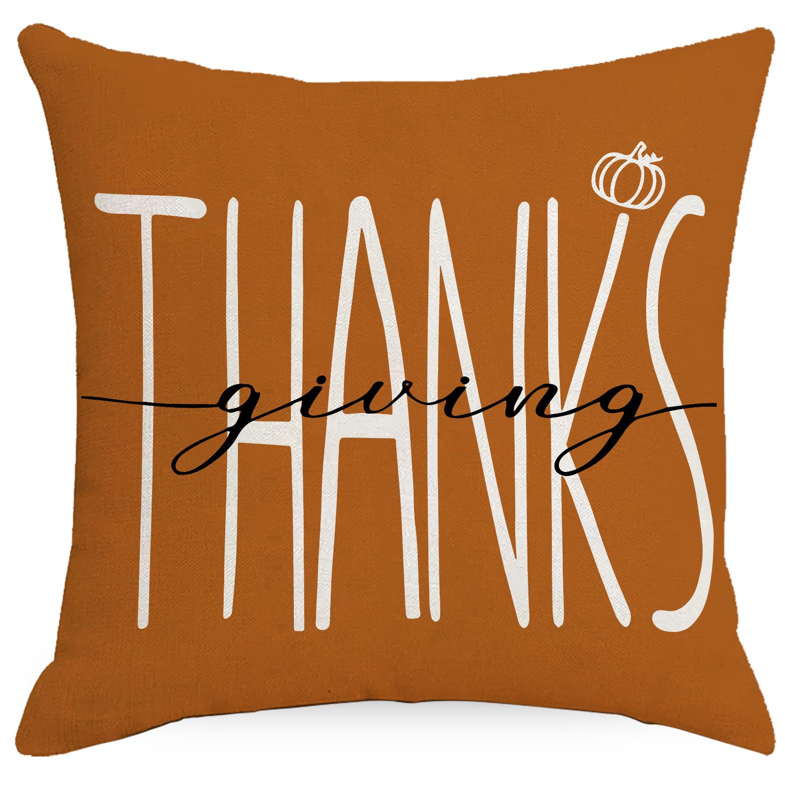 

Осенняя наволочка Тыква День Благодарения Наволочка Льняная наволочка для диванной подушки 45 * 45Cm