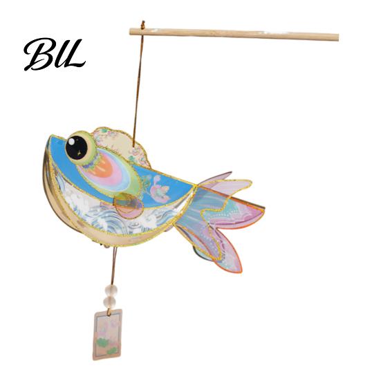 Decorative Fish Lamp DIY Lantern Kit, Chinese Style Handheld Light Up with Festive Atmosphere Lighting Handle, Traditional Mid-Autumn Spring Festival