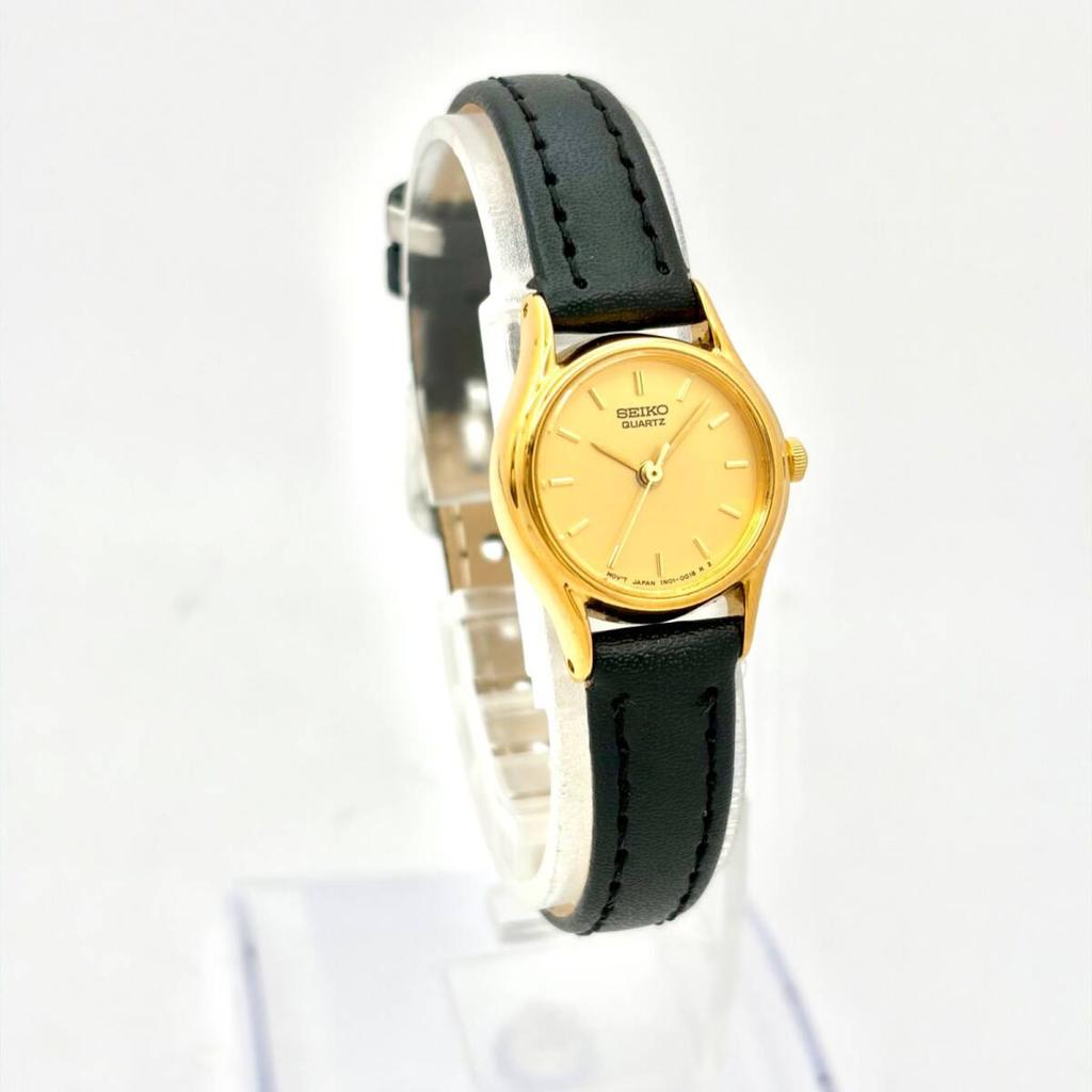 SEIKO Gold Minimal Watch 576080 with New Strap [Excellent Condition/New Battery] Ladies' 1N01-0E19