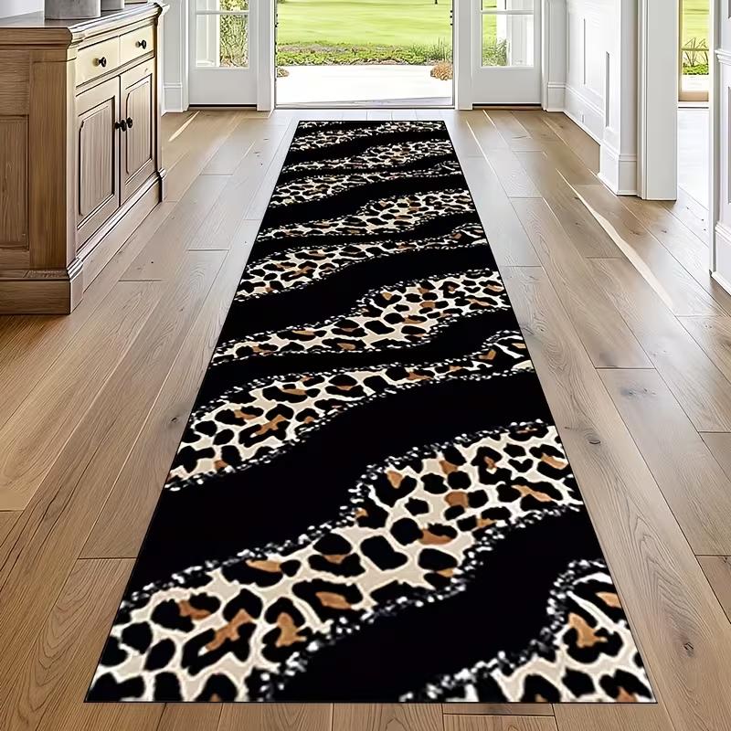 Stylish Leopard Print Non-Slip Runner Rug Carpet for Entryway Living Room Bedroom Garden Decor Living Room Mat Modern Home Decor