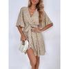 2026 Women's Spring/Summer New V-neck Short-sleeve Waist-cinching Dress