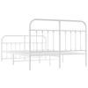 Metal Bed Frame with Headboard and Footboard White 135 x 190 cm