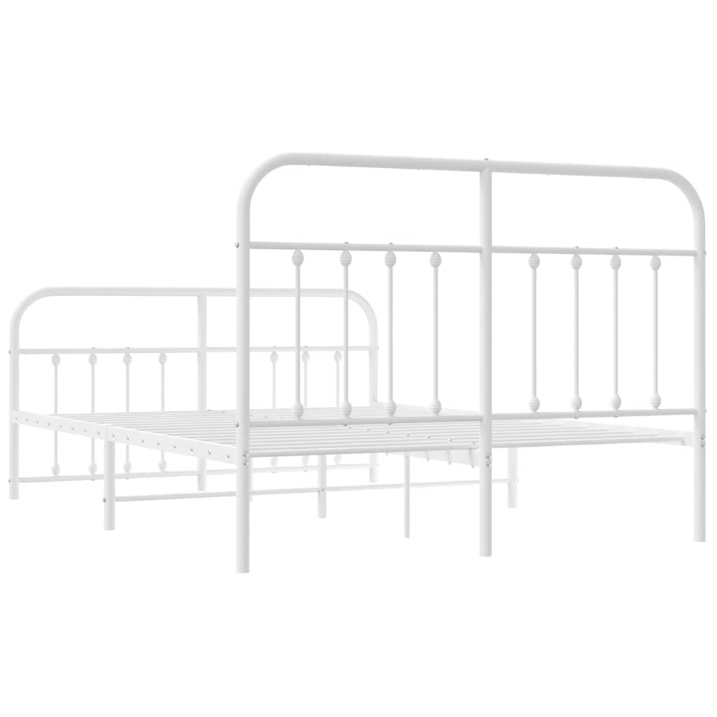 Metal Bed Frame with Headboard and Footboard White 135 x 190 cm