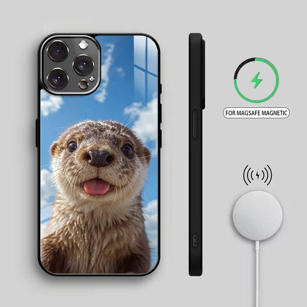 So Adorable R-River Otter Phone Case For iPhone17,16,15,14,13,12,11 Plus,Pro Max Magnetic For Magsafe Wireless Charging