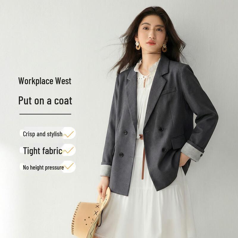 Handu Yishe Women s Versatile Grey Blazer L