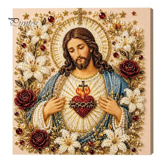 Materiali Artistici per Hobbisti Fai da Te Kit Perle di Gesù, Pittura Diamante per Adulti, Mosaico Cristiano Accessori Creativi per Camera da Letto Artigianato Gemme di Cristo Artigianato,