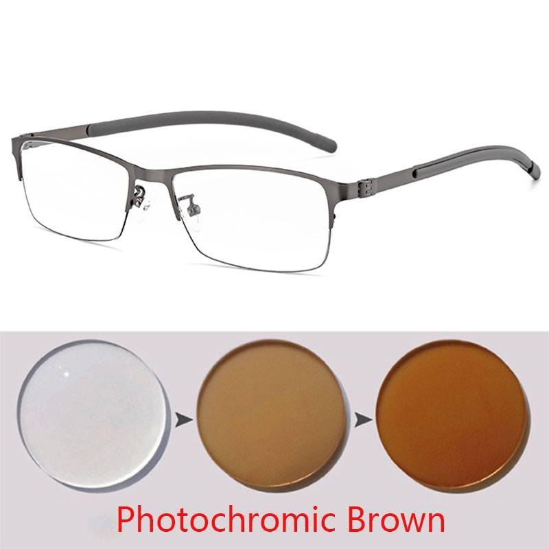 Titanium Alloy Photochromic Myopia Eyeglasses Women Men Prescription Spectacles Eyewear -0.5 -0.75 -1 -1.25 -1.5 -2 -2.5 To -6