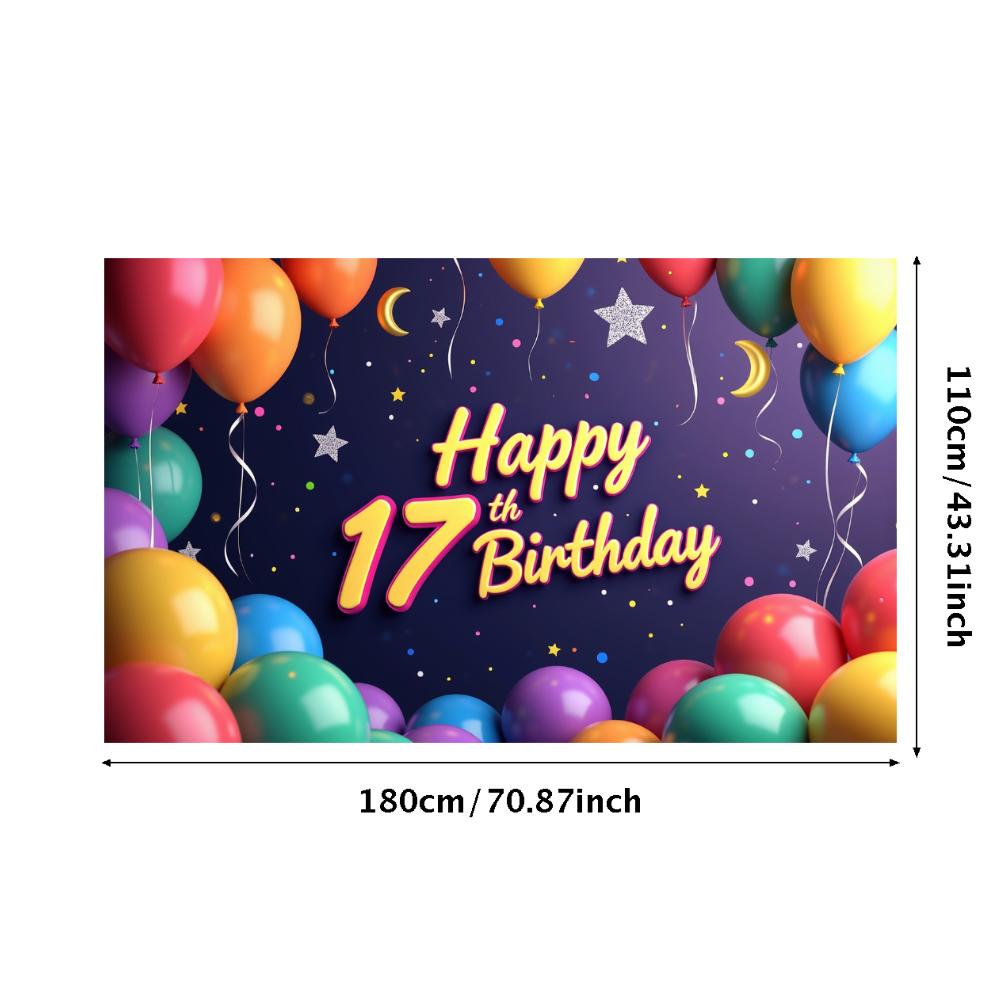 17. Geburtstag Party Hintergrund Banner Rot und Schwarz Ballon Alles Gute zum Geburtstag Fotografie Hintergrund Requisiten Dekorationen Zubehör