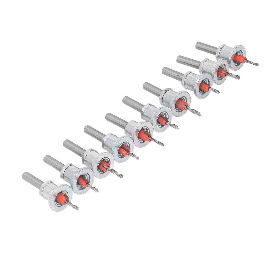 10PCS Countersink Drill Bits Adjustable Stop Tapered Countersink Bit for Wood Plastic Soft Metal