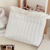 Cute Quilting Cotton Cloth Storage Basket Oval Lace Storage Box Foldable Pink Dots Organizer Box Organizer