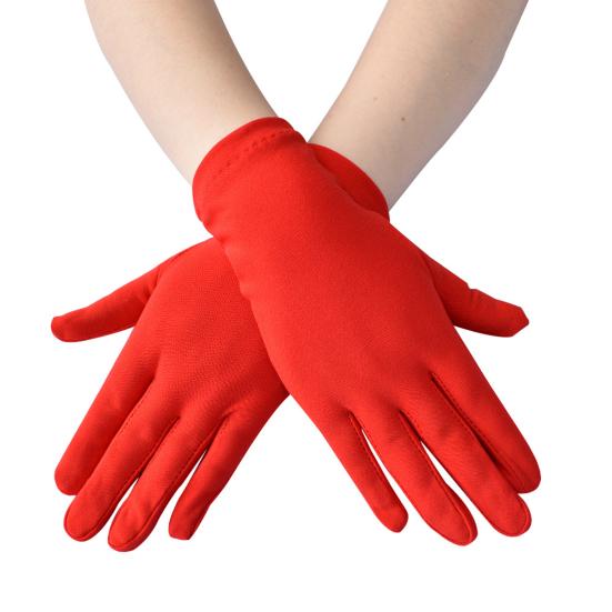 1 Pair Short Thin Dance Gloves Breathable Non-slip Sweat-absorption Milk Silk Satin Stretch Gloves Costume Accessories