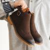 New Retro Style Chelsea Men Boots Carved Frosted  Polished Colors Business  Casual Belt Buckle Decorati Short Boots