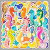 50 Seahorse Cartoon Doodle Stickers - Waterproof Marine Life Decoration for Phone Cases & Suitcases