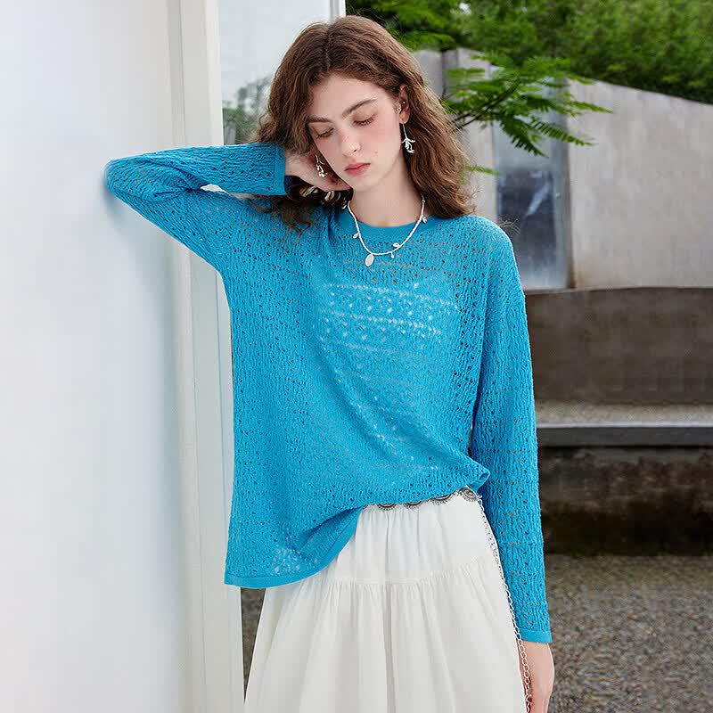 Women's Thin Hollow Out Loose Knitted Top