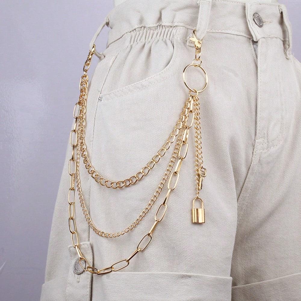 European and American Jewelry Hip-hop Fashion Padlock-shaped Waist Chain Women's High-end Accessories Pendant Trouser Chain