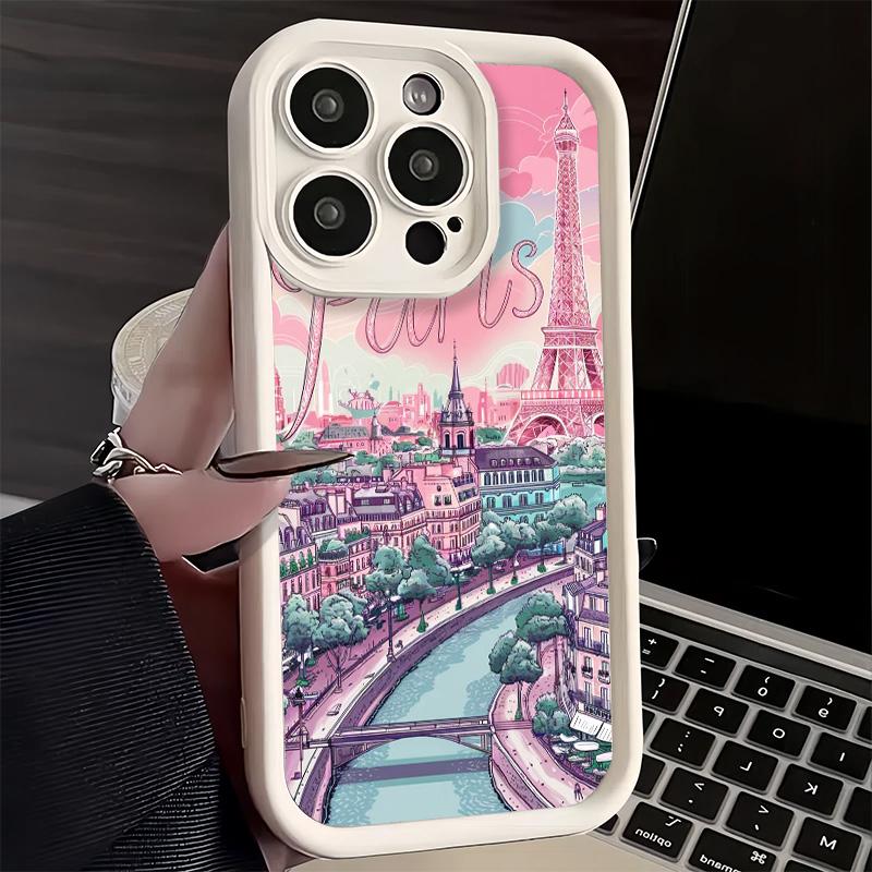 Phone Case for iPhone 17 Air 16E 15 16 Pro Max France Eiffel Tower Paris Cover 14 Plus 13 12 Mini Soft Shell Silicone Fundas