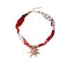 European and American Jewelry Gold Sun Pendant Contrasting Color Silk Scarf Necklace Light Luxury High Temperament Fashion Collarbone Chain Women