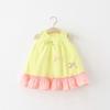 Summer Girls Sleeveless Cotton Princess Dress With Bow Hem Spliced Design Cute Casual Party Sundress For Kids