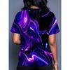 Summer Women's Casual Fashion Creative Casual Daily T-shirt Loose Casual T-shirt 3D Digital Color Printed T-shirt