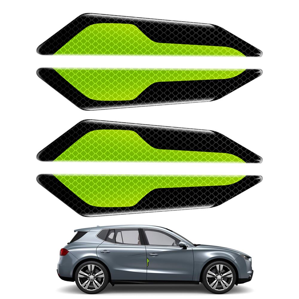 

Светоотражающие наклейки 4 шт., устойчивые к царапинам, предупреждающие наклейки на дверные ручки автомобиля, водонепроницаемые, боковые протекторы для дверей заднего вида, автомобильные аксессуары