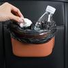 Car Seat Back-Mounted Organizer Storage Box, Non-Destructive Installation Waterproof Leather Texture Multi-Functional Trash Can Door Side Storage for