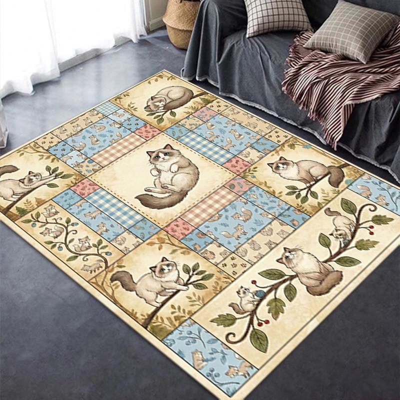 2025 New Retro Animal Carpet Rug for Living Room Bedroom Home Sofa Decoration,Kids play Non-slip Floor Mat99