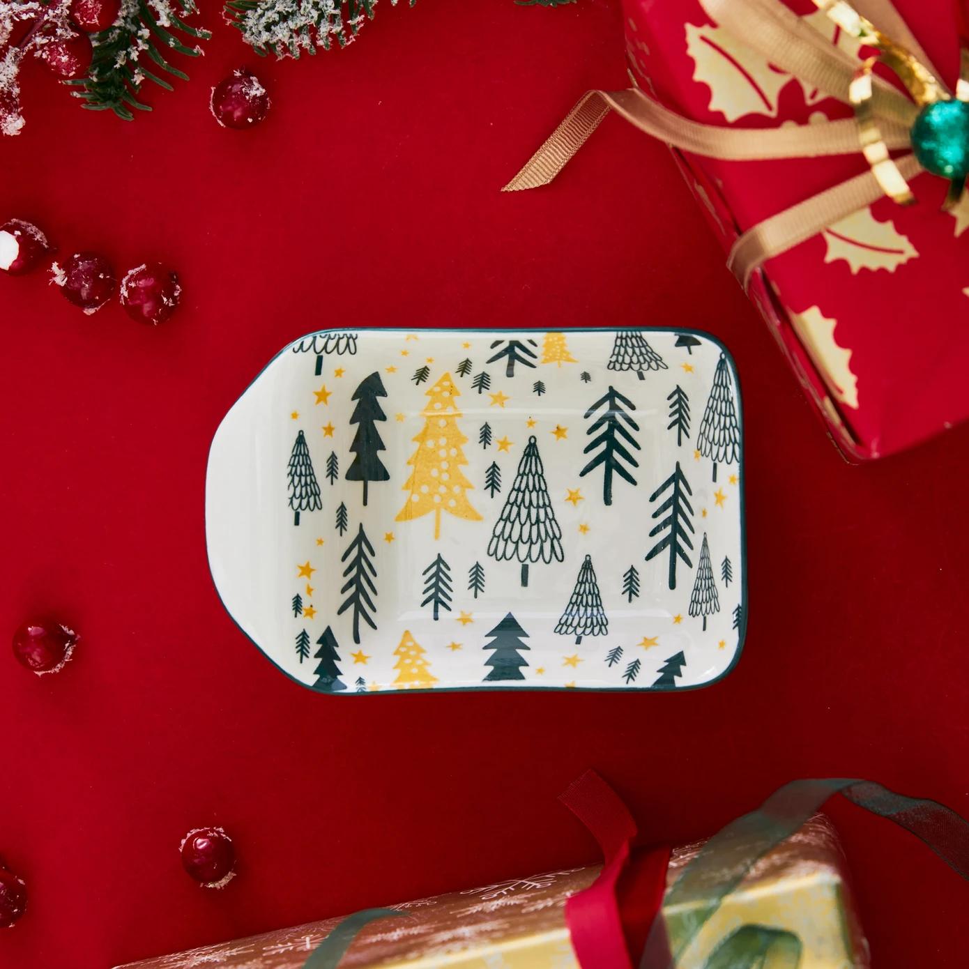 

Карача Новый Год Рождество Сосна Прямоугольная Миска для закусок 10 см2024,Новогодний Подарок,Новый Год,Рождество