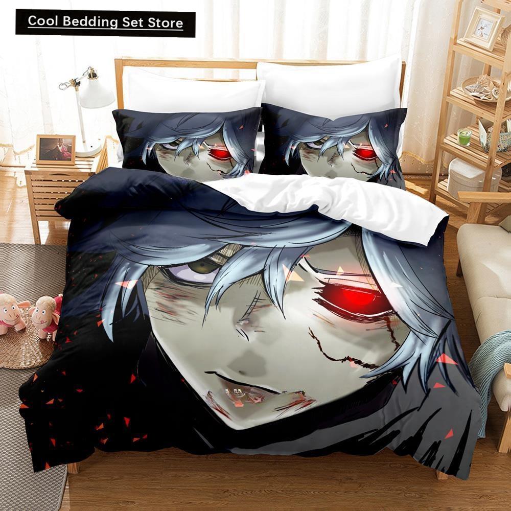 Fashion Anime Hell's Paradise: Jigokuraku Bedding Set Cartoon Three-piece Set Adult Kid Bedroom Duvet Cover Sets Home Textiles