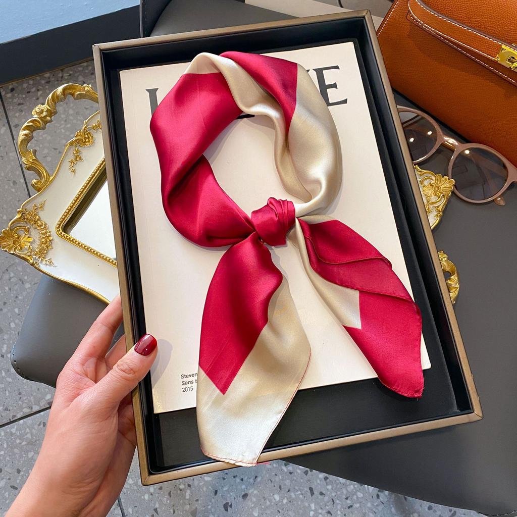 Neckerchief Female Luxury Square Scarf For Women Silk Feeling Shawl Satin Hijab Fashion Wraps Hair Bands Ribbon Headband Bandann