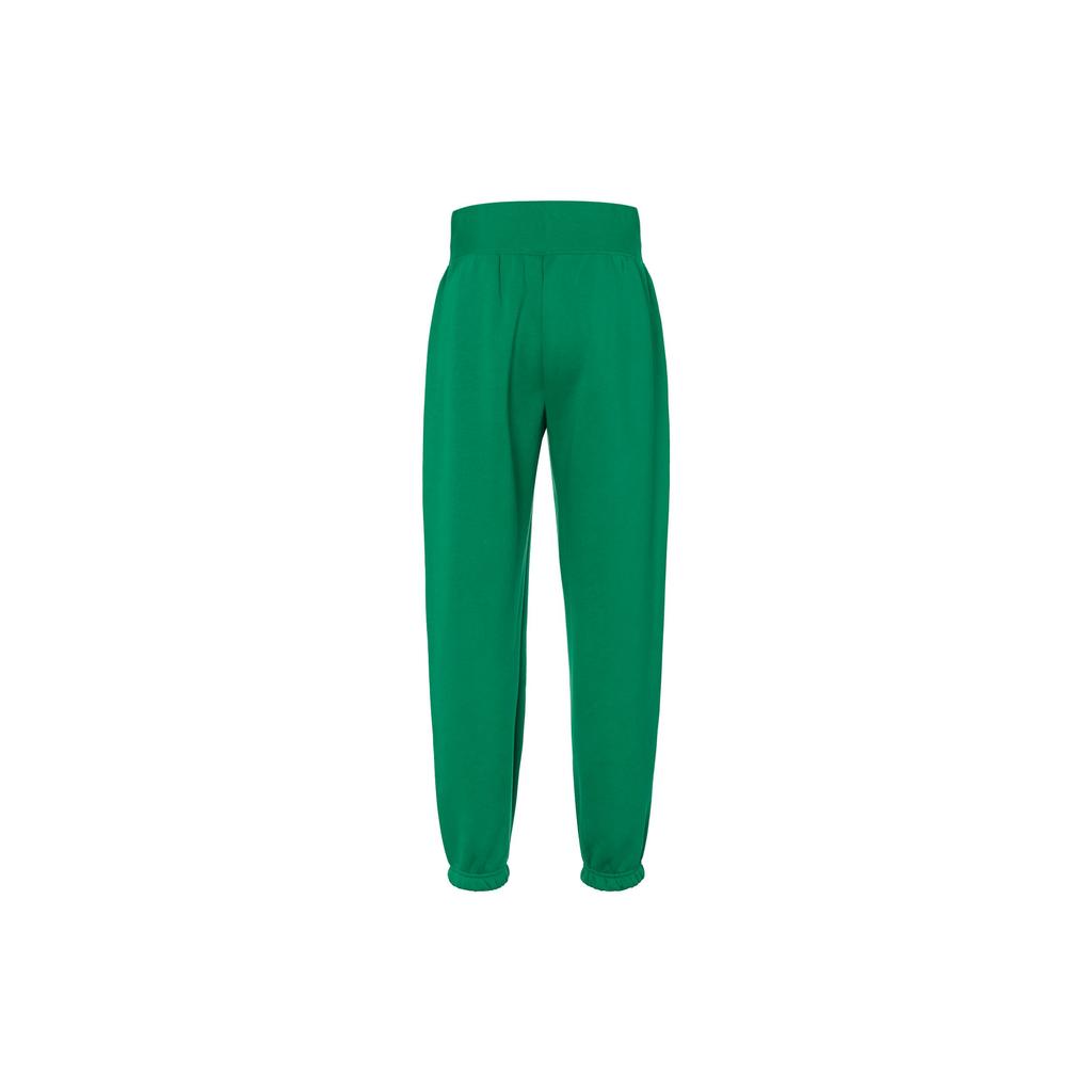 Nike Solid Color Letter Logo Print Drawstring Cuffed Oversized High Waist Fleece Knit Sports Casual Pants Women Bottoms Green DQ5888-365